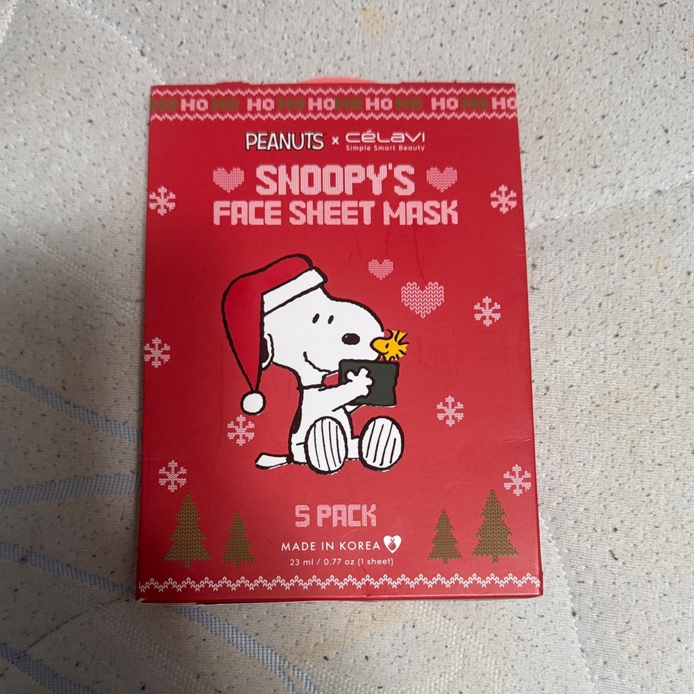 Peanuts Snoopy Red Face Sheet Mask 5 Pack